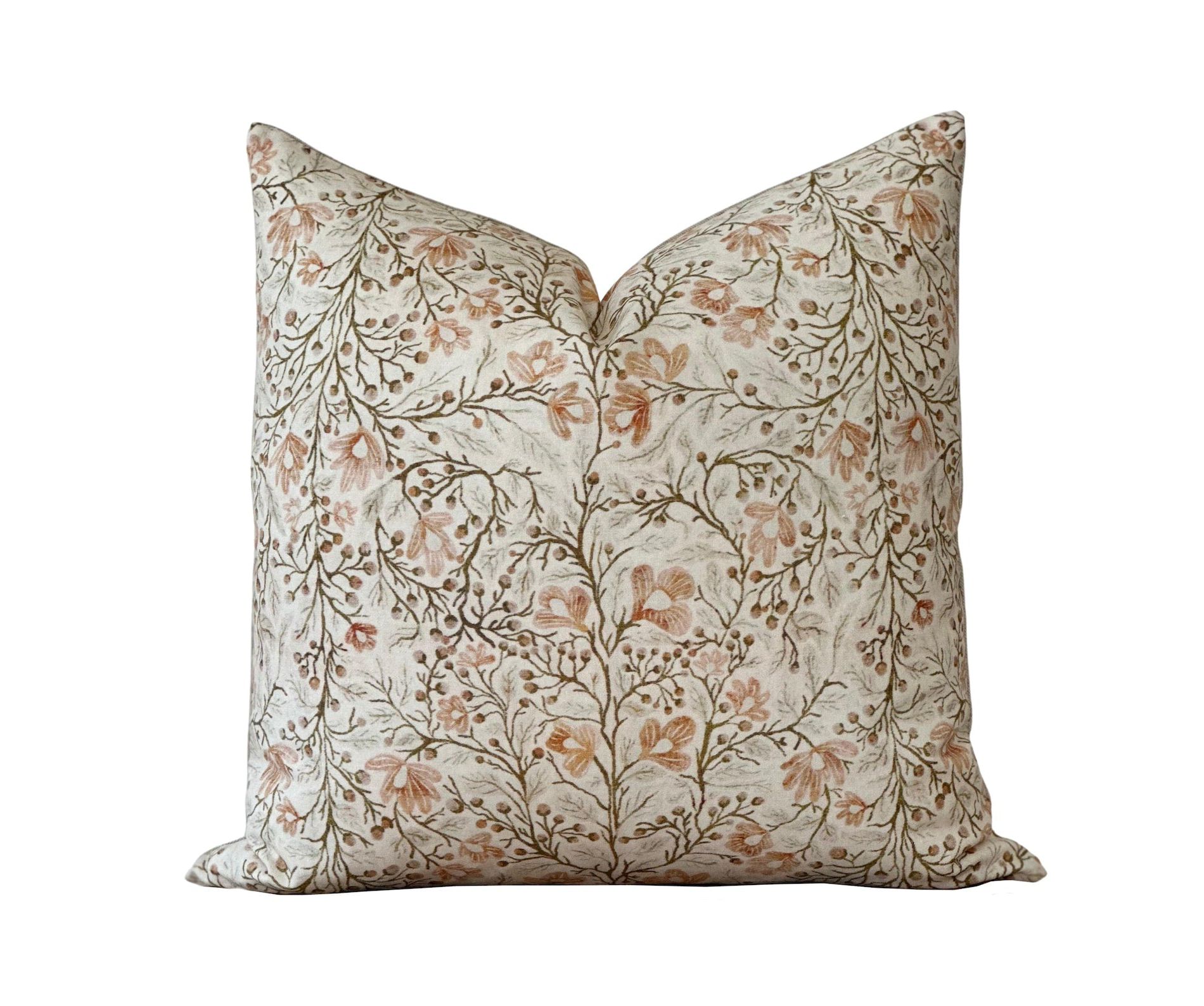 Floral Linen Pillow Cover | Vintage Botanical Print Throw Cushion