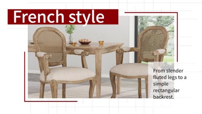 Gray Upholstered Arm Chairs with Cane Back and Weathered Wood Frame