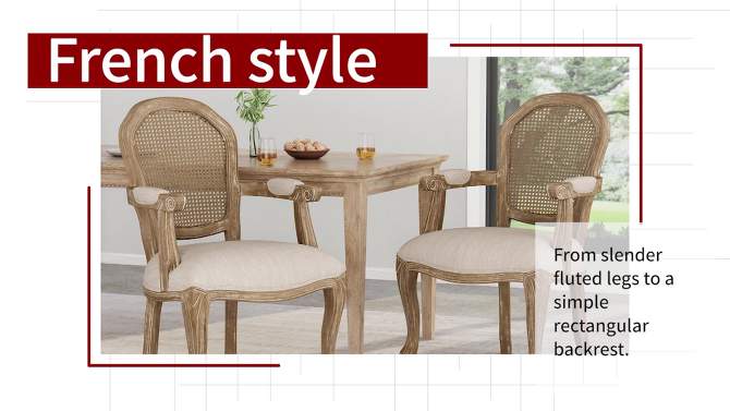 Set of 4 Maria French Country Wood and Cane Upholstered Dining Chairs - Christopher Knight Home, 2 of 14, play video