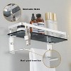 Racxily 2 Tier Glass Bathroom Shelf, Wall Mounted Organizers Storage Shelf, Floating Glass Shelves with Towel Holder - 2 of 4