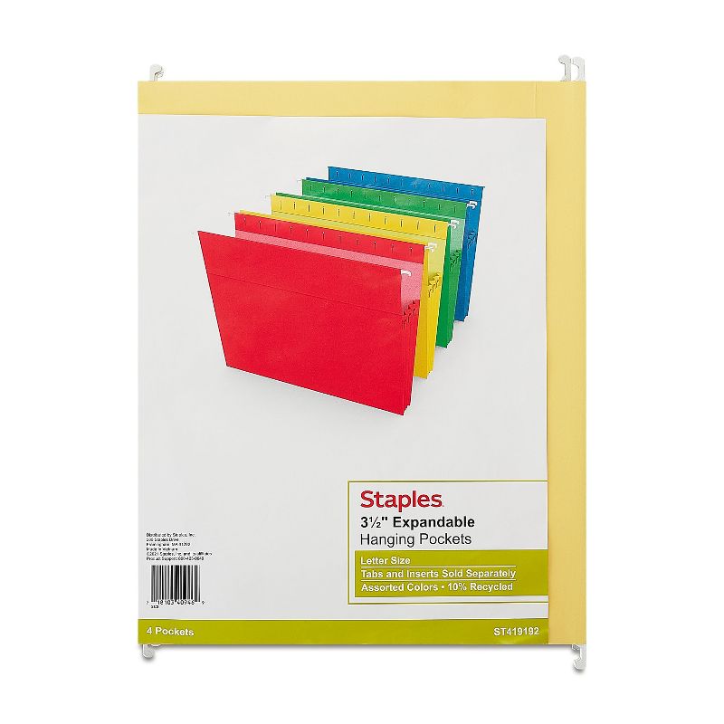 MyOfficeInnovations Hanging File Folders 3.5" Expansion Letter Size Assorted 4/PK 419192, 4 of 7