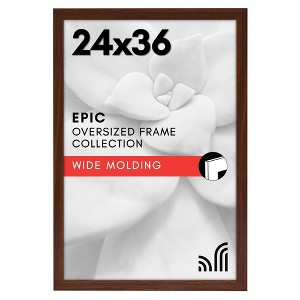 Americanflat 24x36 Poster Frame in Walnut with Polished Plexiglass - Horizontal and Vertical Formats with Included Hanging Hardware - 1 of 4