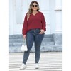 Women Plus Size Casual V Neck Tops Shirts Lantern Long Sleeve T Shirts Fall Tunic Blouse - 4 of 4