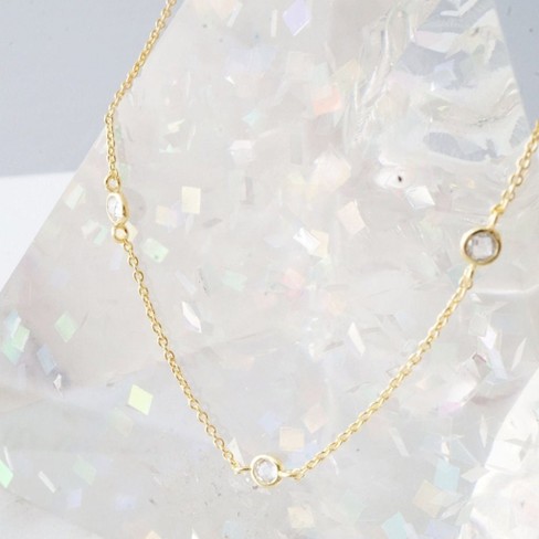 Crystal Bezel Trio Necklace in Gold, Rose Gold, Silver - Honeycat - image 1 of 4