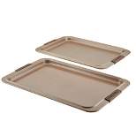 Anolon Bakeware with Silicone Grips 2pc 10"x15" Cookie Pan and 11"x17" Cookie Pan Bronze
