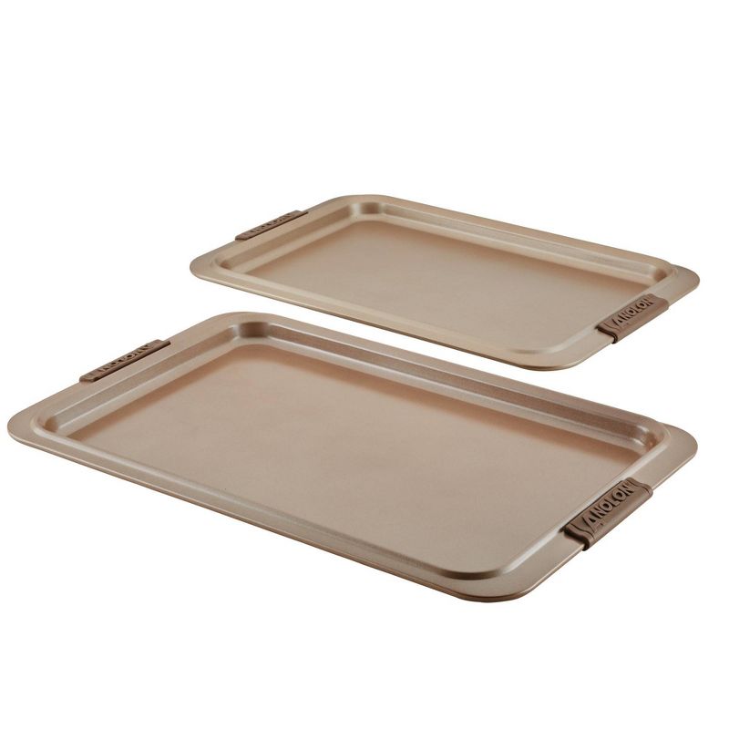 Anolon Bakeware with Silicone Grips 2pc 10&#34;x15&#34; Cookie Pan and 11&#34;x17&#34; Cookie Pan Bronze, 1 of 4