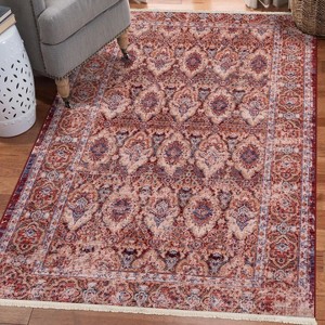 Luxe Weavers Floral Fringe Cream and Rose 8x10 Indoor Area Rug - 1 of 4