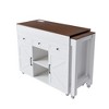 JUJABU 51" White Kitchen Island with Extendable Table & Power Outlet - 2 of 4