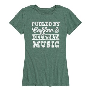 Women's - Instant Message - Fueled by Coffee and Country Music Short Sleeve Graphic T-Shirt - 1 of 4