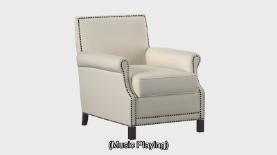 Contemporary Clay Gray Faux Leather & Wood Arm Chair
