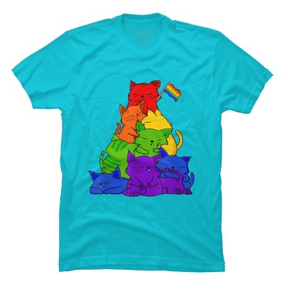Adult Design By Humans Cat Pile Rainbow Pride Flag By ACEGlobal T-Shirt