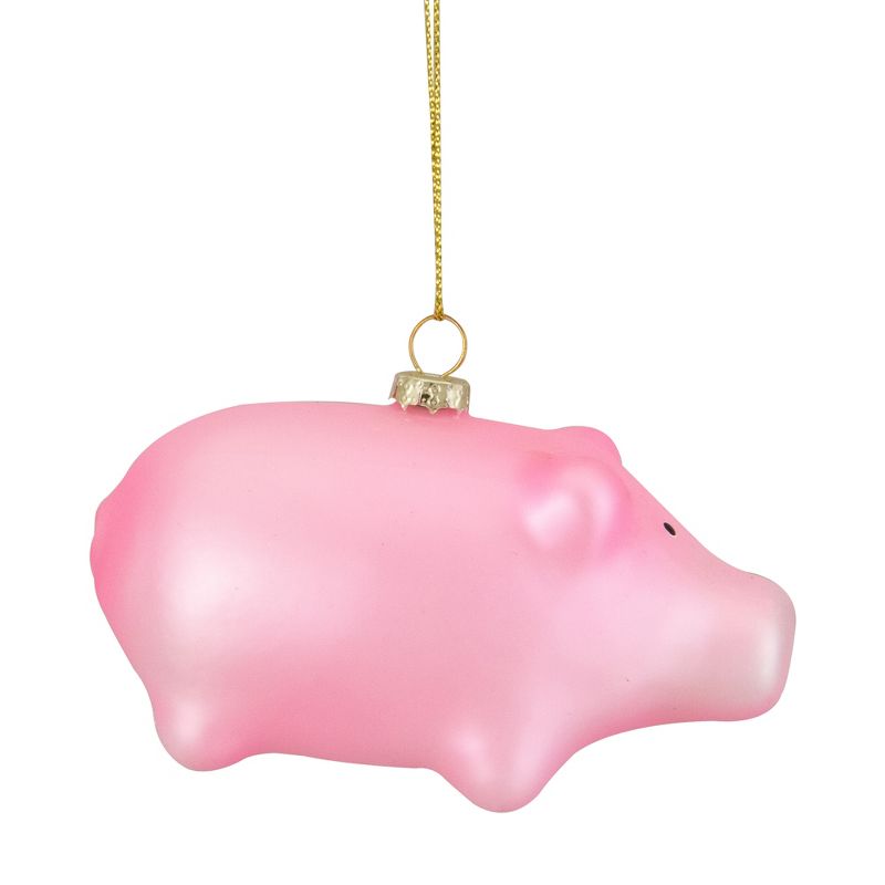 Northlight 4" Pink Pig Glass Christmas Ornament, 4 of 6