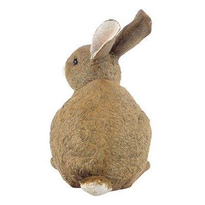 Hand-Painted Brown and White Resin Bunny Garden Statue