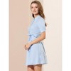 INSPIRE CHIC Women's Half Placket Short Sleeve Belted A-line Dress - 4 of 4