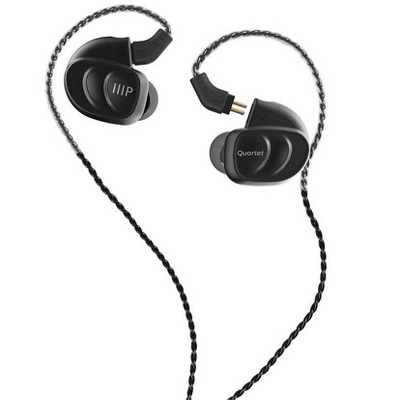 Monoprice Quartet Wired In Ear Monitor (2 Balanced Armature+2 Dynamic Drivers) Aluminum Housing, Detachable Cable