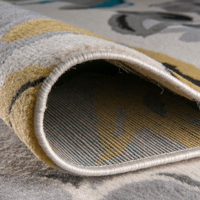 Cream Floral Synthetic 5' x 7' Reversible Area Rug