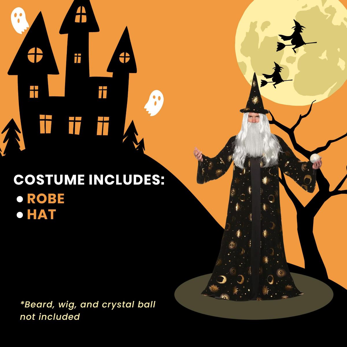 Celestial Wizard Robe -Black Adult Costume - thumbnail 4