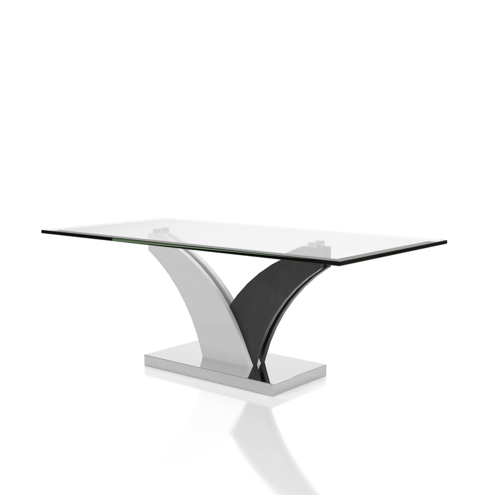 Photos - Coffee Table Niessa Contemporary  White/Dark Gray/Chrome - HOMES: Inside +