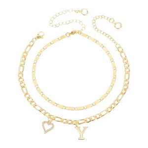 Unique Bargains 14K Gold Plated Dainty Heart Women's Ankle Bracelets with Box - 1 of 4