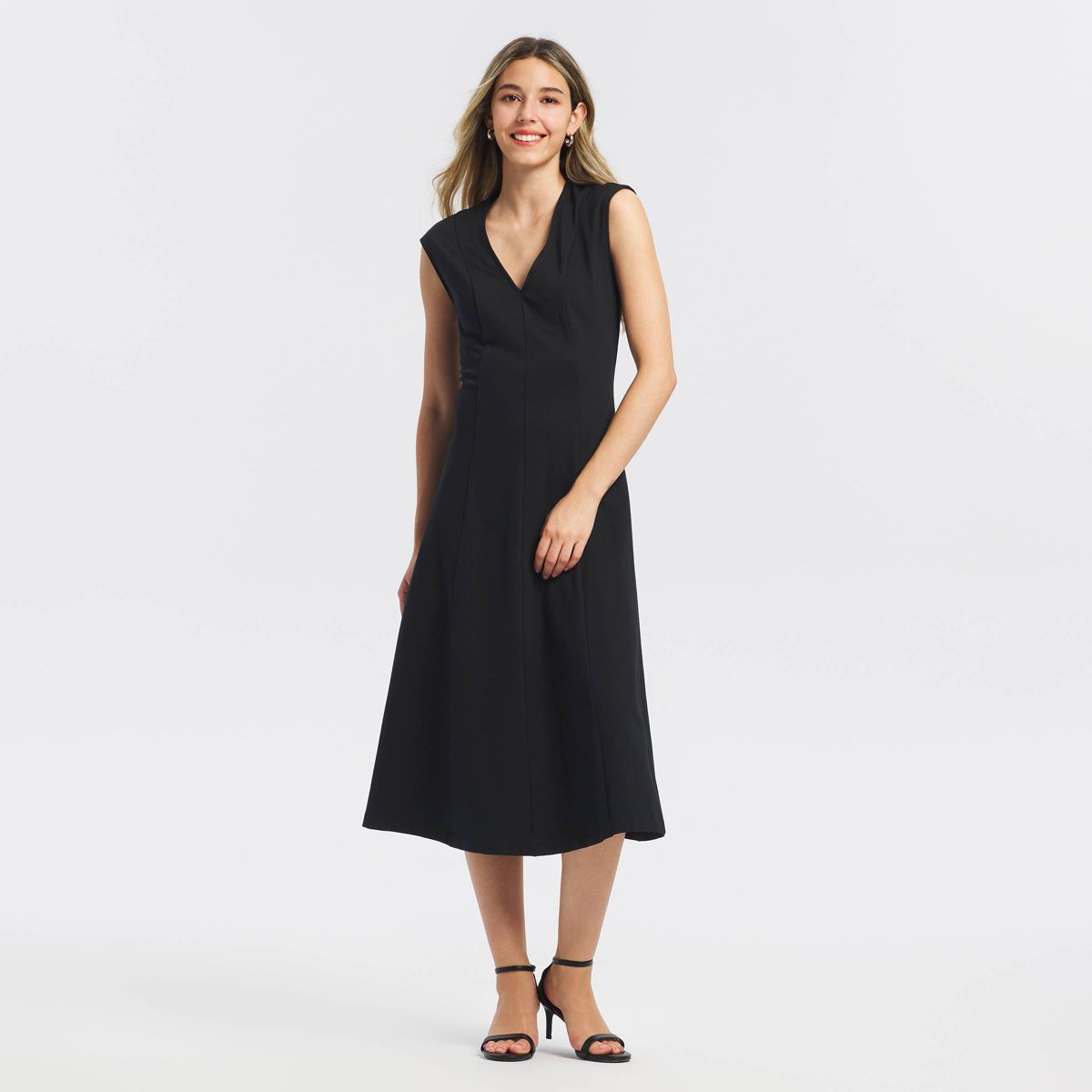 Women's Ponte V-Neck Midi Dress - A New Day™