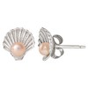 Disney Princess The Little Mermaid Sterling Silver Seashell Pearl Stud Earrings - 2 of 3