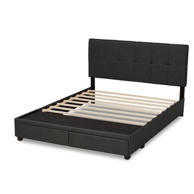 Modern Elegance Charcoal Grey King Upholstered Storage Bed with Tufted Headboard
