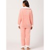 cheibear Women's Flannel Button Down Lounge Warm Winter Long Sleeves Pajama Set - 3 of 4
