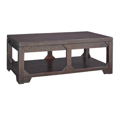 Wooden Lift Top Coffee Table with One Open Shelf Brown - Benzara