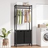 Heavy Duty Garment Rack，Clothes Rack for Hanging Clothes with Laundry Sorter 2/3 Section，Black - 3 of 4
