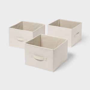 3pk Fabric Drawer Storage Compatible with Hanging Closet Ivory