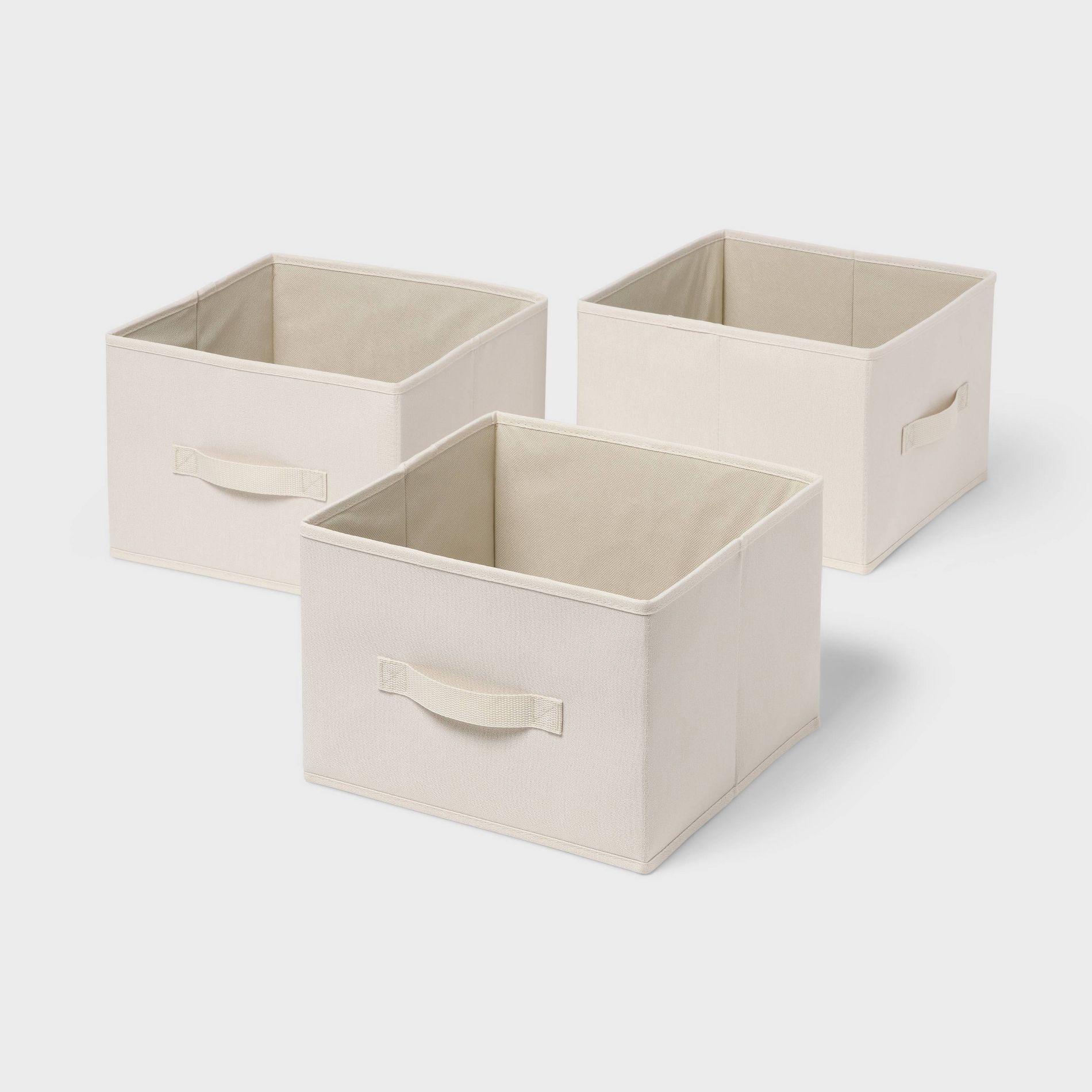 3pk Fabric Drawer Storage Compatible with Hanging Closet Ivory - Brightroom™