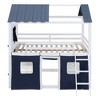 Okak Full Wood Bunk Bed with Elegant Windows, Sills,Tent, Castle Loft Bed with Slide for Toddler Kids Teens Easy Assemble No Box Soring Needed, Pink - 2 of 4