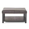 PAGED 16 Inch Wooden Ottoman, Modern Side Table Footrest Ottoman, Square Rattan Vanity Chair for Living Room, Bedroom - 2 of 4