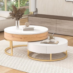 NicBex Modern Nesting Round Coffee Table with Storage,Center Table for Living Room,Living Room Furniture - 1 of 4