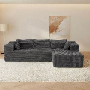 Famapy Modern Sectional Compressed Sofa Comfort and Style for Contemporary Living Spaces No Assembly Compressed Cotton Couch with Chaise - 1 of 4
