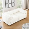 DOMETOUR White Chenille 2-Seater Sofa with Storage, Cylindrical Backrest & Armrests, Modern Loveseat with Hidden Storage - 3 of 4
