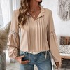 Women's V-Neck Tie Front Blouse Long Sleeve Elegant Shirt Casual Top for Fall - 3 of 4