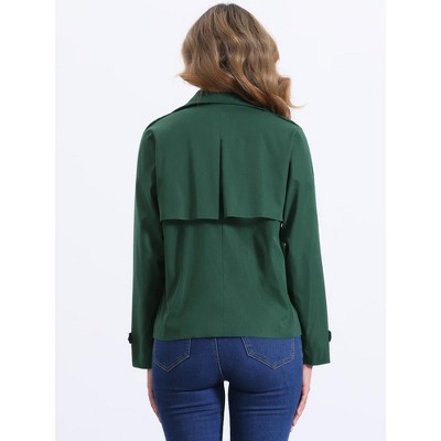 Allegra K Women's Casual Notched Lapel Double Breasted Outerwear Short Jacket Small Green — фото 3