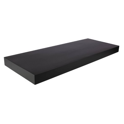 Black MDF Floating Shelf with Touch-Activated LED Light, 24-Inch