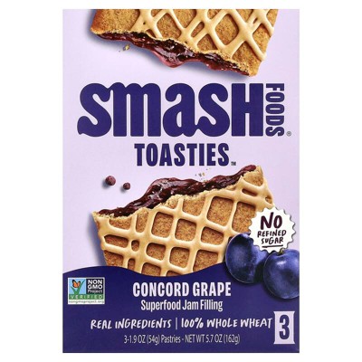 Smash Foods, Toasties™, Concord Grape, 3 Pastries, 1.9 oz