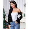 Clearlove Festive Santa Claus Head Cardigan Sweater Cozy Holiday Open-Front Knit Jacket - 3 of 4