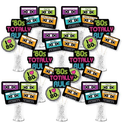  Big Dot of Happiness 80's Retro - Totally 1980s Party Centerpiece Sticks - Showstopper Table Toppers - 35 Pieces 