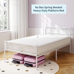Metal Bed Frame Platform with Headboard and Footboard, Metal Bed Mattress Foundation, King Bed Frame with Storage, Easy Assembly, No Box Spring Needed - 1 of 4