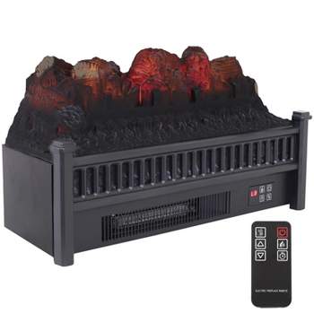 Sunnydaze Heated Log Electric Fireplace Insert - 23" W x 9" D x 12" H