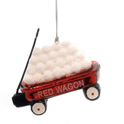 Noble Gems Little Red Wagon Ornament Snowballs Christmas  -  Tree Ornaments