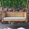 Cambridge Casual Blaine Teak Wood Outdoor Porch Swing with Oyster Cushion: Weather-Resistant, 2-Person Capacity - 2 of 4