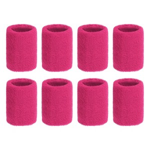Unique Bargains Sweat Absorbent Elastic Tennis Badminton Basketball Wrist Sweatbands 8 Pcs - 1 of 4