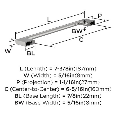 Polished Chrome Modern Cabinet Pull Bar with Mounting Hardware, 10 Pack