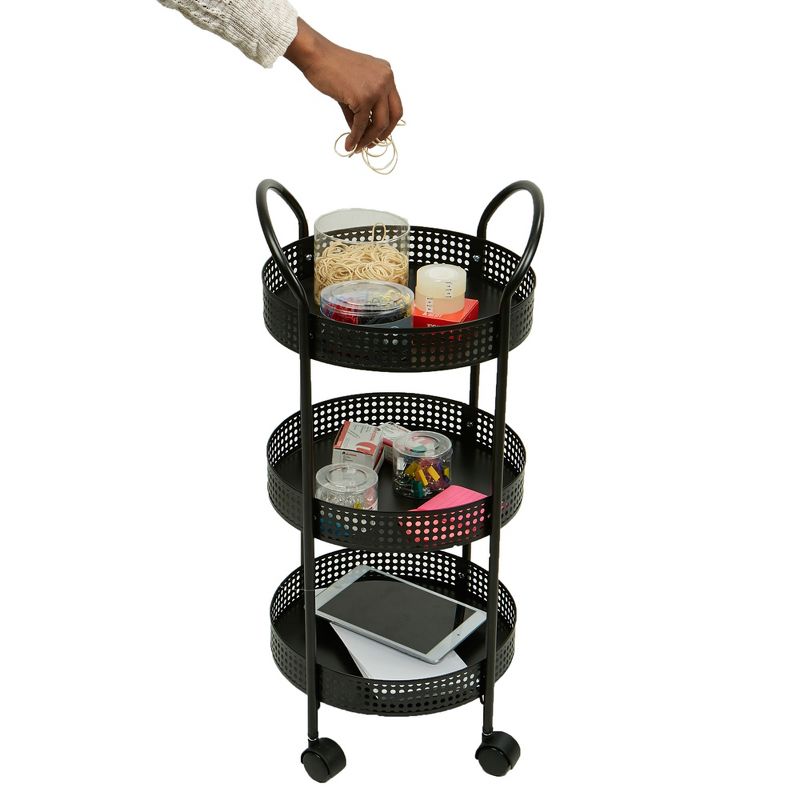 Mind Reader 3-Tier Metal Utility Cart Multi-Purpose Storage for Kitchen and Home, 3 of 8