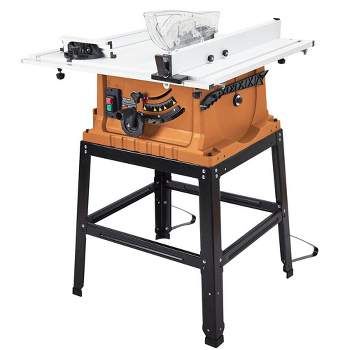 10" Table Saw - 15A Electric Table Saw with Metal Stand, Cutting Speed Up to 5000RPM Multifunctional Saw Adjustable Blade Height for Woodworking